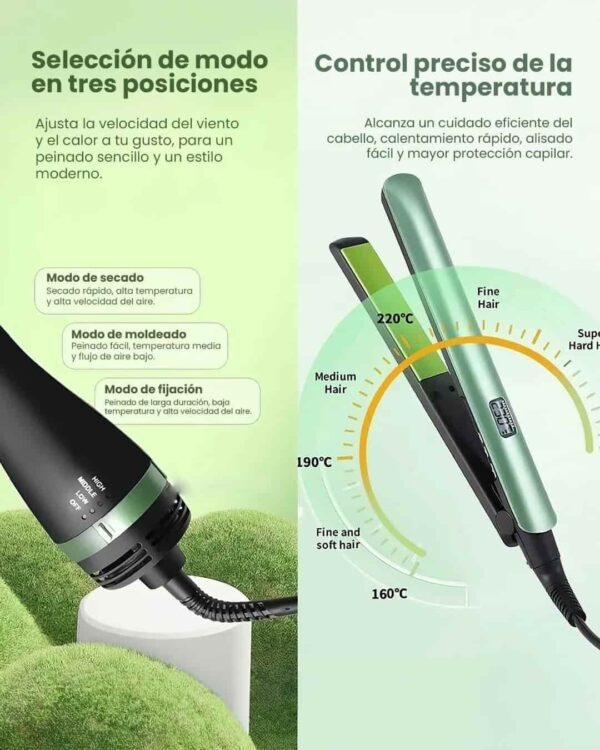 Combo 2 en 1 Plancha + Cepillo Secador - Imagen 2